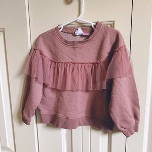 NWOT ZARA Ruffle Sweatshirt 2/3